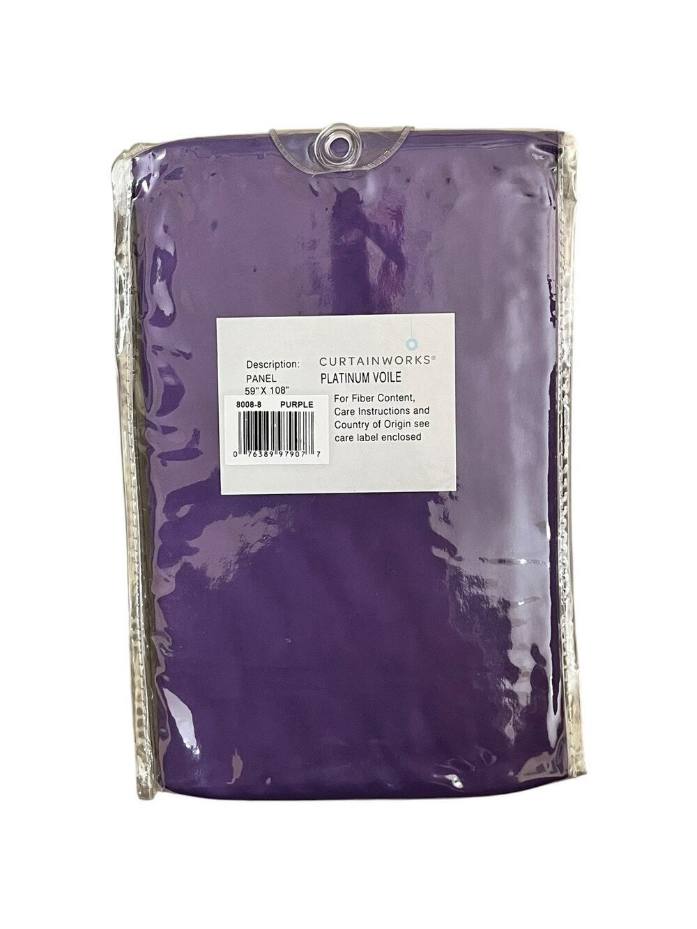 Curtainworks | Purple Platinum Voile Rod Pocket 59” x 108” Curtains Set Of 3